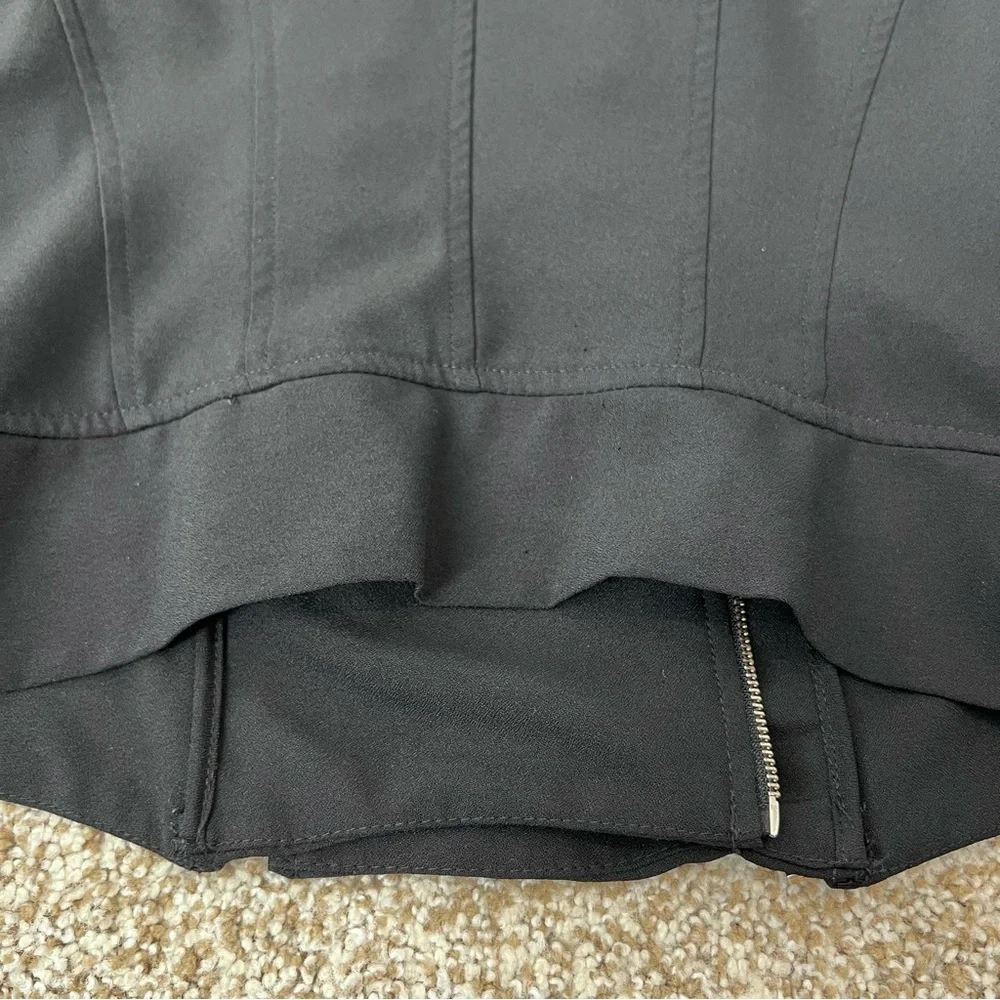 Black Cropped Moto Jacket Size Small Gold Double Zippers - Picture 10 of 12